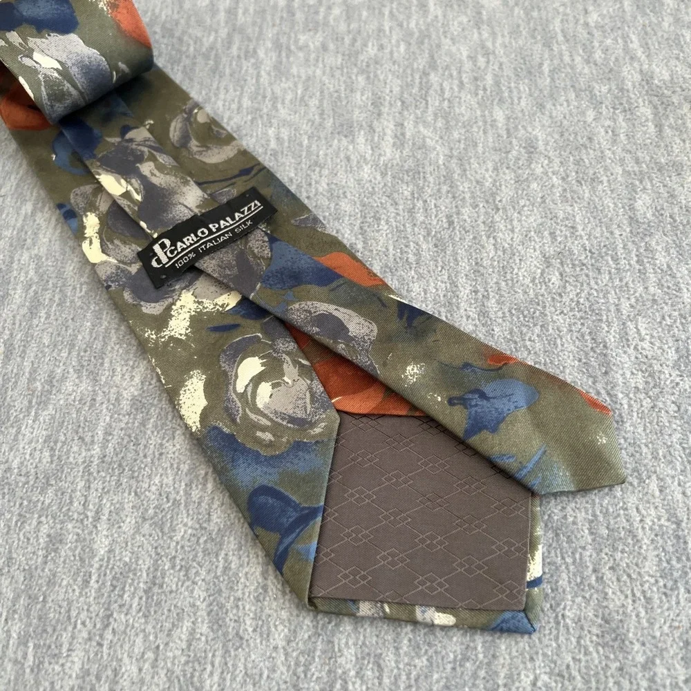 Carlo Palazzi Italian Silk Tie Watercolor Floral Abstract Vintage Career Formal